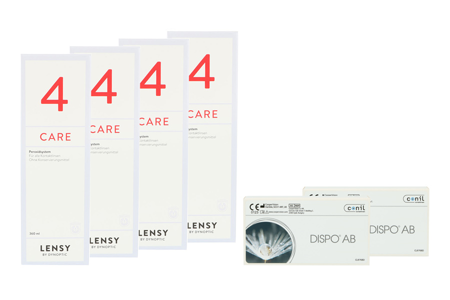 Sparpakete Kontaktlinsen mit Linsenmitteln Dispo AB 2 x 6 Monatslinsen + Lensy Care 4 Halbjahres-Sparpaket