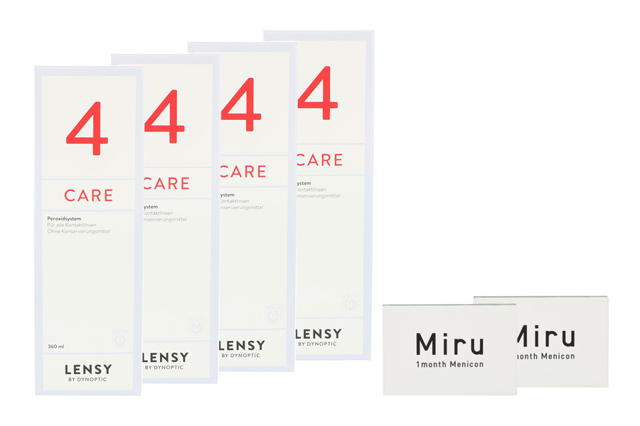 Sparpakete Kontaktlinsen mit Linsenmitteln Miru 1 Month Spheric 2 x 6 Monatslinsen + Lensy Care 4 Habljahres-Sparpaket