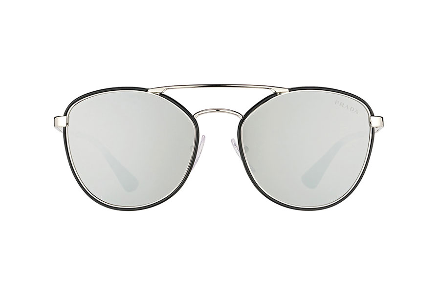 Brillenmarken Prada 63TS-1AB2B0 Black Light Grey Mirror Silver