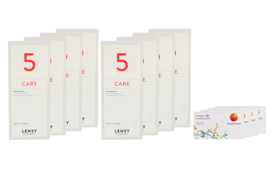 Sparpakete Kontaktlinsen mit Linsenmitteln Proclear Multifocal Toric XR 4 x 6 Monatslinsen + Lensy Care 5 Jahres-Sparpaket