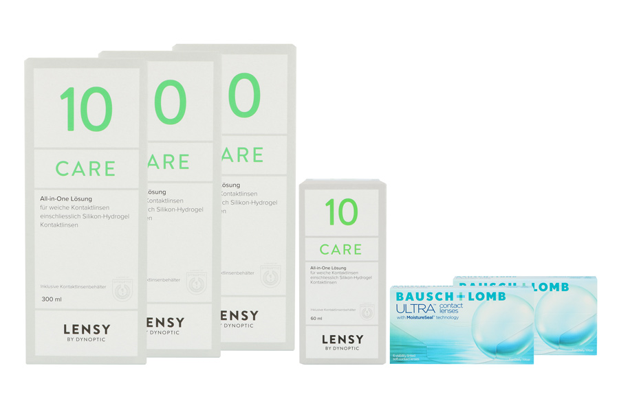 Sparpakete Kontaktlinsen mit Linsenmitteln Ultra 2 x 6 Monatslinsen + Lensy Care 10 Halbjahrespaket