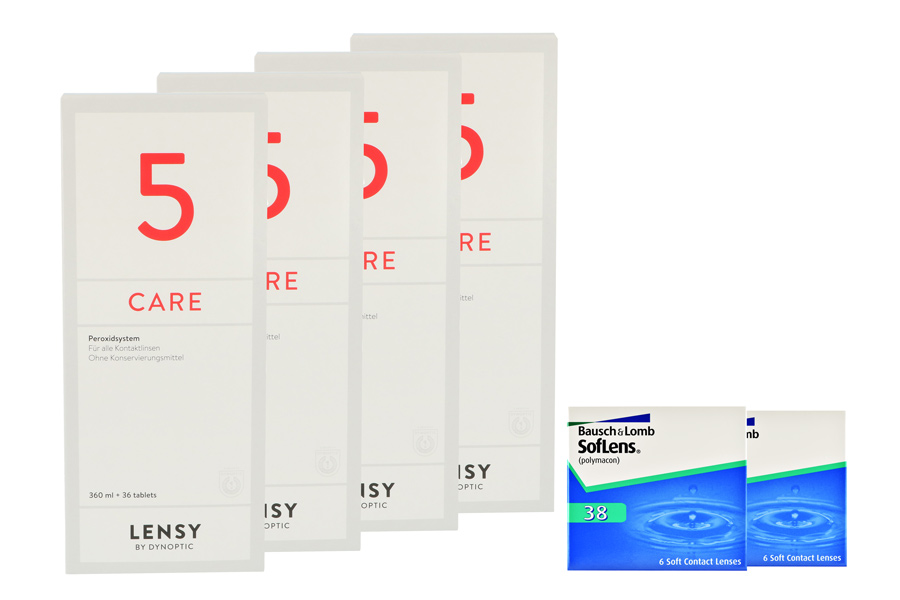 Sparpakete Kontaktlinsen mit Linsenmitteln SofLens 38 2 x 6 Monatslinsen + Lensy Care 5 Halbjahres-Sparpaket