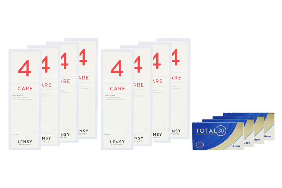 Sparpakete Kontaktlinsen mit Linsenmitteln Total 30 4 x 6 Stück Monatslinsen + Lensy Care 4 Jahres-Sparpaket