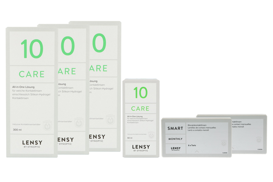 Sparpakete Kontaktlinsen mit Linsenmitteln Lensy Monthly Smart Toric 2 x 6 Monatslinsen + Lensy Care 10 Halbjahres-Sparpaket
