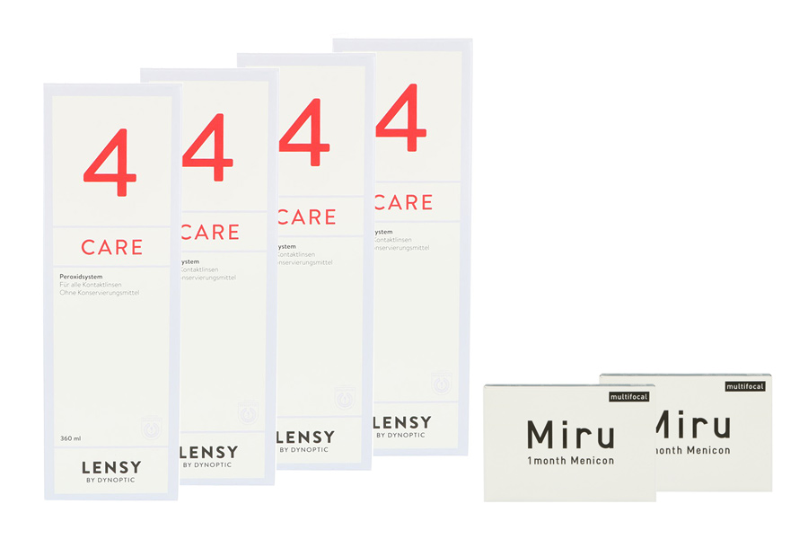 Sparpakete Kontaktlinsen mit Linsenmitteln Miru 1 Month Multifocal 2 x 6 Monatslinsen + Lensy Care 4 Halbjahres-Sparpaket