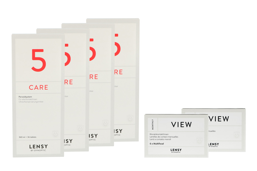 Sparpakete Kontaktlinsen mit Linsenmitteln Lensy Monthly View Multifocal 2 x 6 Monatslinsen + Lensy Care 5 Halbjahres-Sparpaket