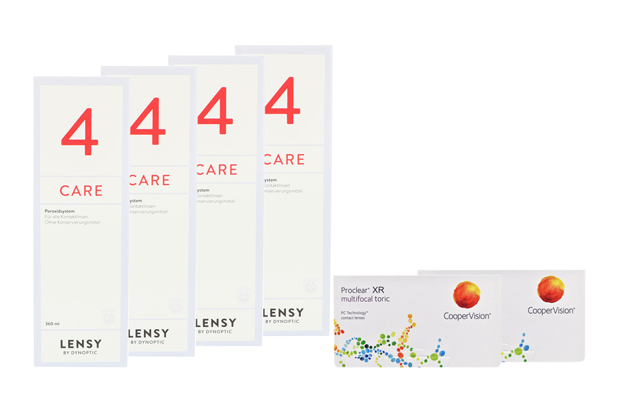 Sparpakete Kontaktlinsen mit Linsenmitteln Proclear Multifocal Toric XR 2 x 6 Monatslinsen + Lensy Care 4 Halbjahres-Sparpaket