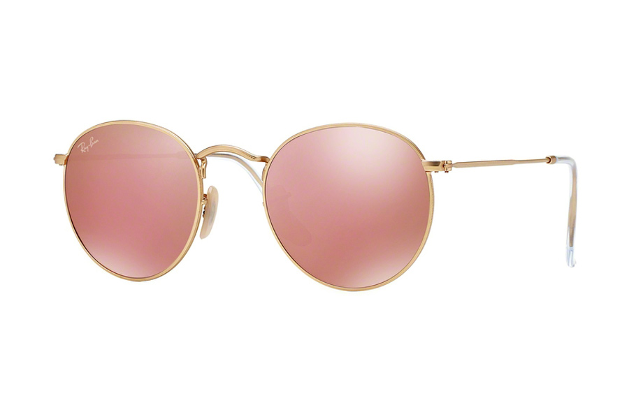 Brillenmarken Ray-Ban 3447 Round Metal 112 / Z2 Brown Mirror Pink Sonnenbrille