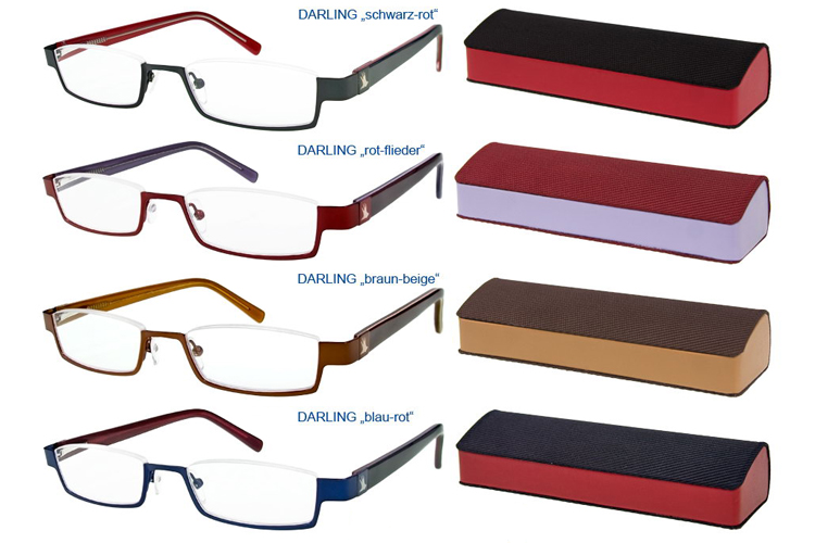 Brillenmarken Darling halbrandlose Lesebrille Rot-Flieder