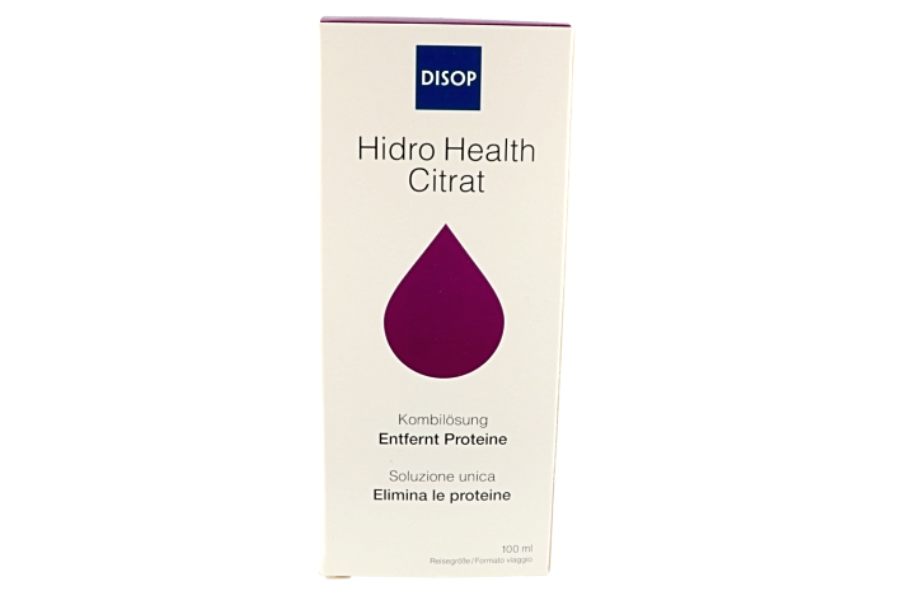 Pflegemittel Hidro Health Citrat Disop 100 ml, All-in-one-Lösung zur Entferung von Proteinen für alle weichen Kon