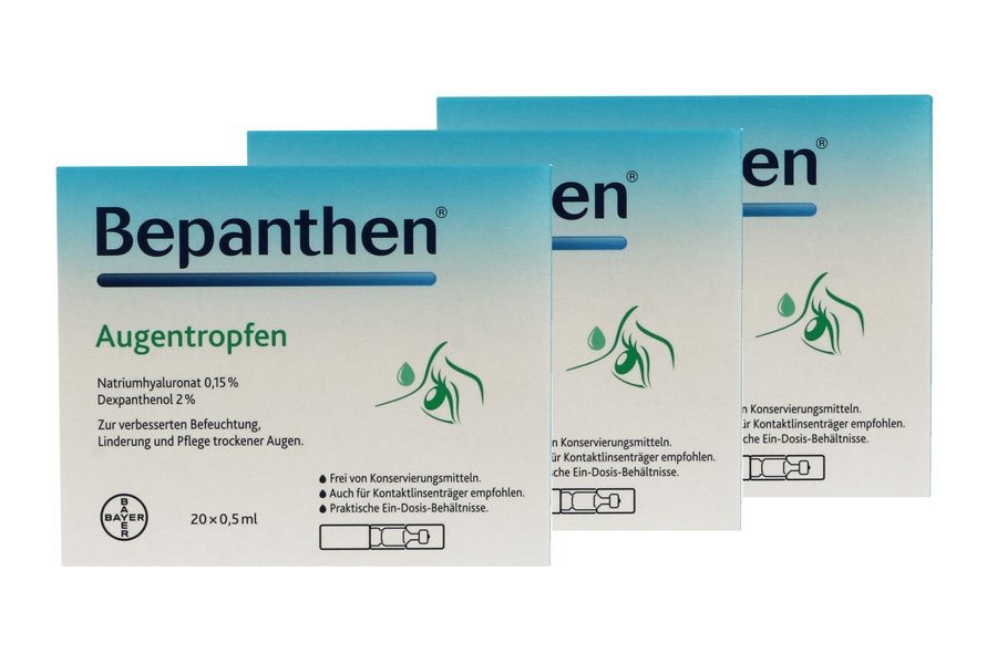 Augentropfen ohne Konservierungsmittel Bepanthen 3 x 20 x 0.5 ml Augentropfen