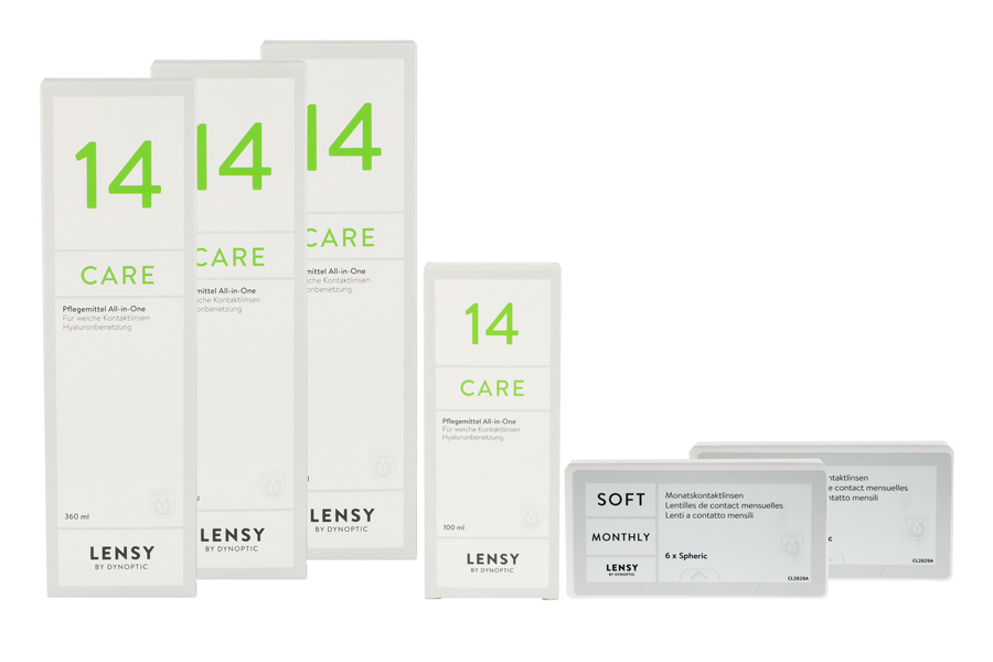 Sparpakete Kontaktlinsen mit Linsenmitteln Lensy Monthly Soft Spheric 2 x 6 Monatslinsen + Lensy Care 14 Halbjahres-Sparpaket