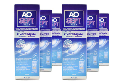 Sparpakete Linsenmittel Aosept Plus HydraGlyde 6 x 360 ml Peroxid-Lösung