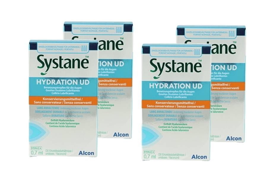 Augentropfen ohne Konservierungsmittel Systane Hydration UD 4 x 30 x 0,7 ml Augentropfen