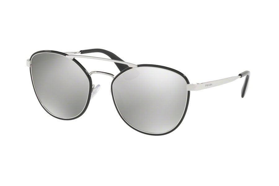 Brillenmarken Prada 63TS-1AB2B0 Black Light Grey Mirror Silver