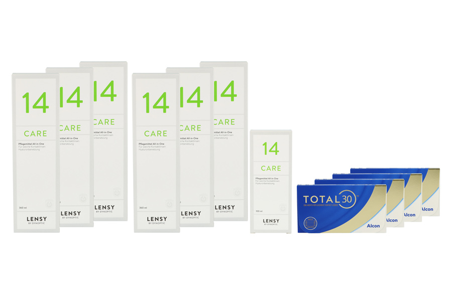 Sparpakete Kontaktlinsen mit Linsenmitteln Total 30 4 x 6 Stück Monatslinsen + Lensy Care 14 Jahres-Sparpaket