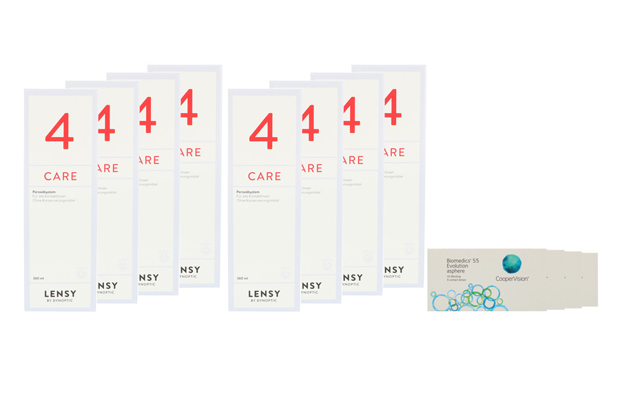 Sparpakete Kontaktlinsen mit Linsenmitteln Biomedics 55 4 x 6 Monatslinsen + Lensy Care 4 Jahres-Sparpaket