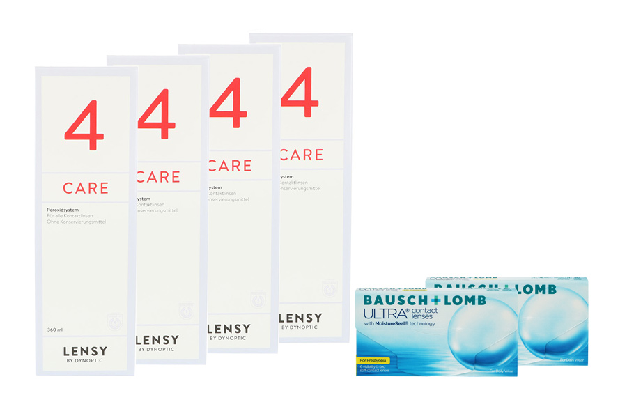 Sparpakete Kontaktlinsen mit Linsenmitteln Ultra for Presbyopia 2 x 6 Monatslinsen + Lensy Care 4 Halbjahrespaket