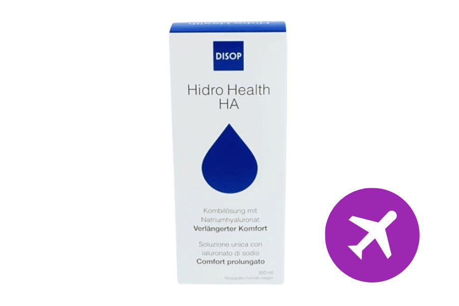 Pflegemittel Hidro Health HA Disop 100 ml, All-in-one-Kombilösung mit Natriumhyaluronat für weiche Kontaktlinsen