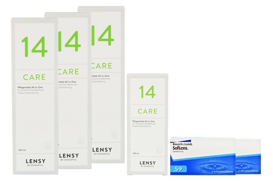 Sparpakete Kontaktlinsen mit Linsenmitteln SofLens 59 2 x 6 Monatslinsen + Lensy Care 14 Halbjahres-Sparpaket