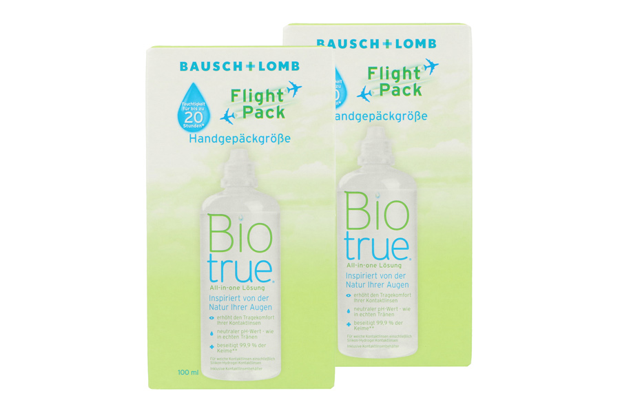 Sparpakete Linsenmittel Biotrue Flight Pack 2 x 100ml All-in One Lösung
