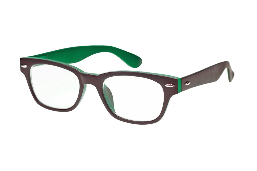 Brillenmarken Woody Selection Lesebrille zweifarbig in braun-grün im Wayfarer-Style