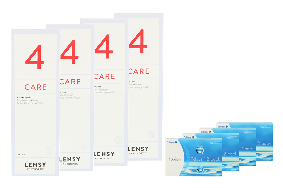 Sparpakete Kontaktlinsen mit Linsenmitteln Fusion 7 Days 4 x 12 Wochenlinsen + Lensy Care 4 Halbjahres-Sparpaket