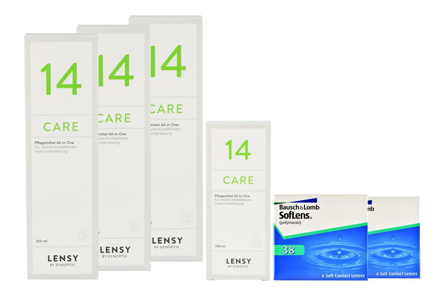Sparpakete Kontaktlinsen mit Linsenmitteln Soflens 38 2 x 6 Monatslinsen + Lensy Care 14 Halbjahres-Sparpaket