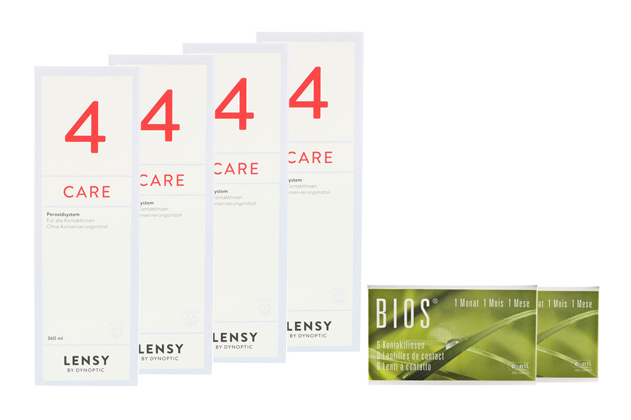 Sparpakete Kontaktlinsen mit Linsenmitteln Bios 1-Monat 2 x 6 Monatslinsen + Lensy Care 4 Halbjahres-Sparpaket