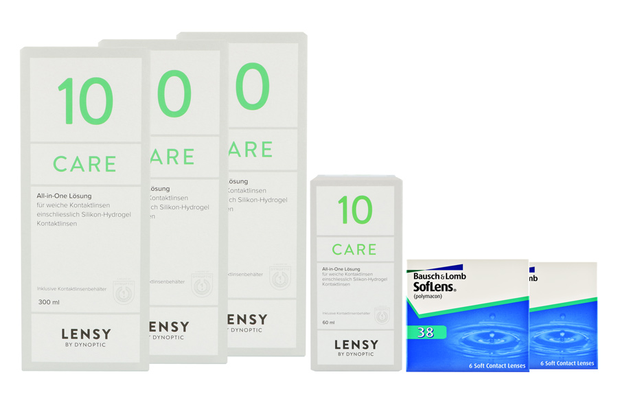 Sparpakete Kontaktlinsen mit Linsenmitteln SofLens 38 2 x 6 Monatslinsen + Lensy Care 10 Halbjahres-Sparpaket